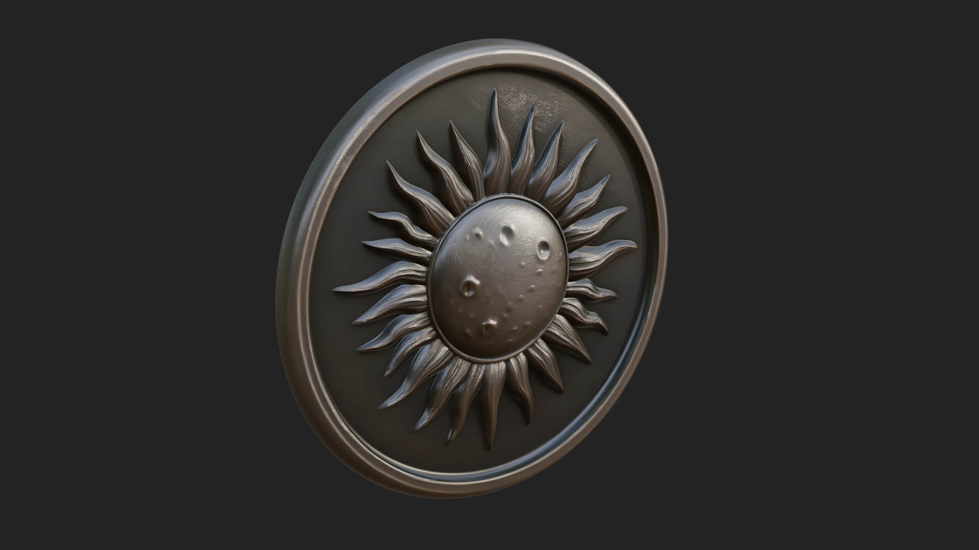 Sun Ray Moon Disc Plaque Design 3 3D Print Model 3D Model
