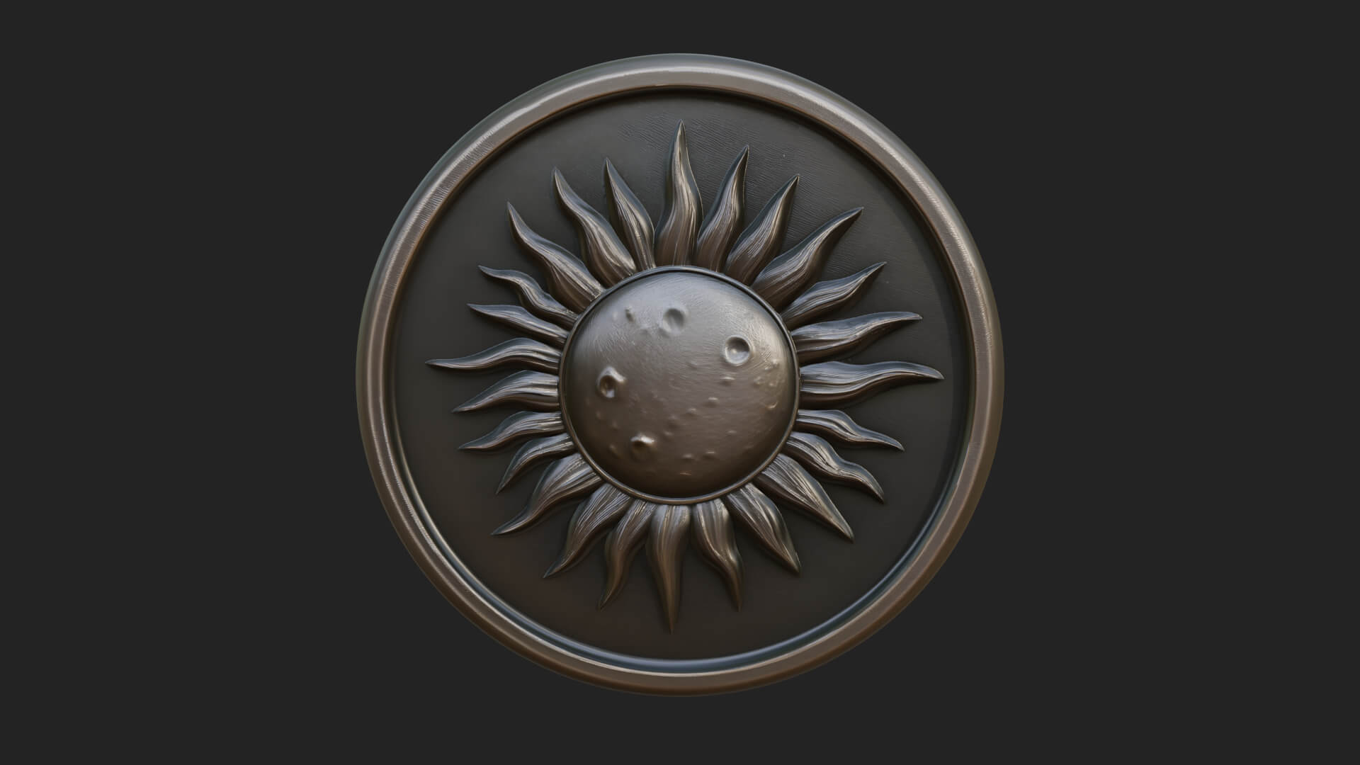 Sun Ray Moon Disc Plaque Design 3 3D Print Model 3D Model