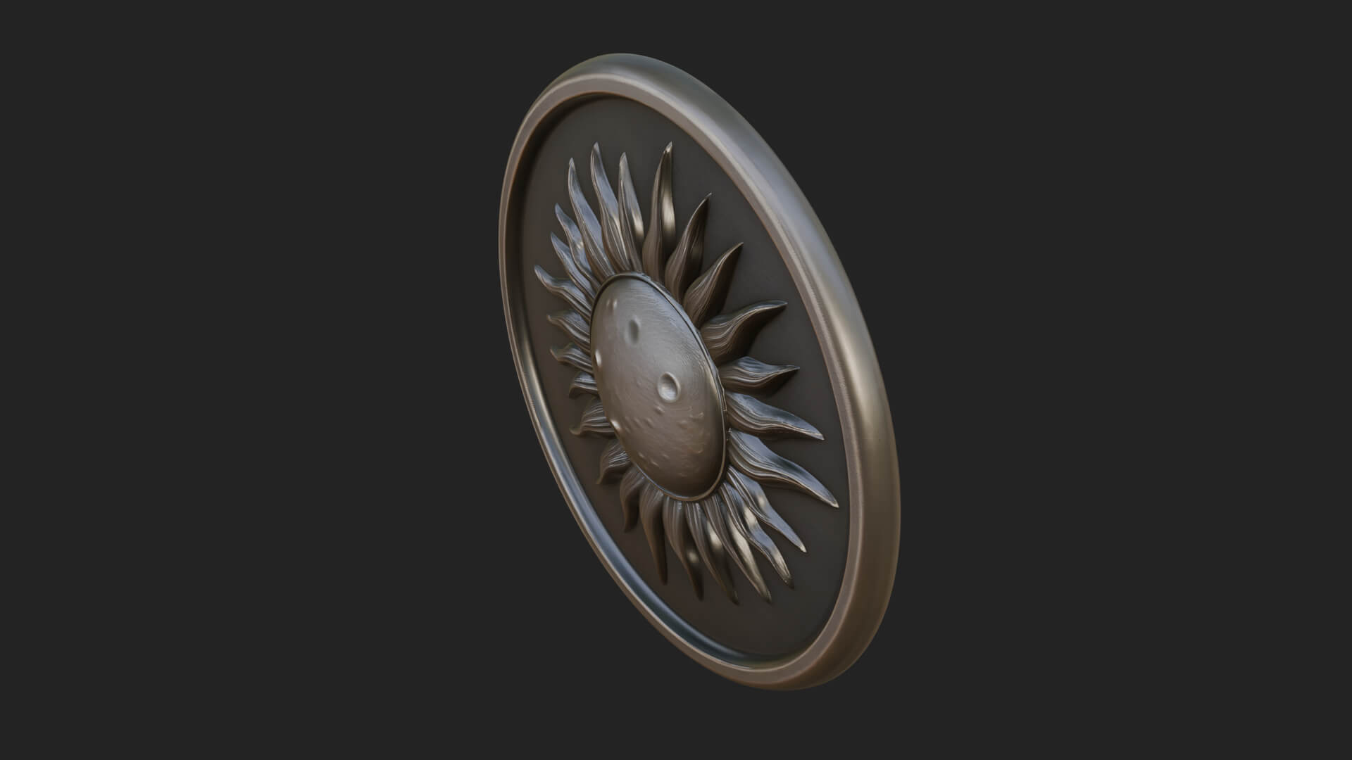 Sun Ray Moon Disc Plaque Design 3 3D Print Model 3D Model
