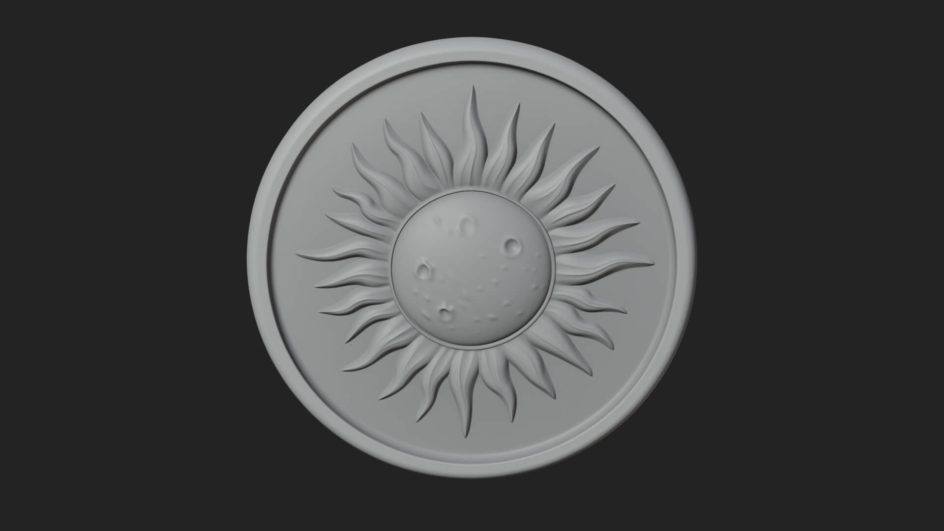Sun Ray Moon Disc Plaque Design 3 3D Print Model 3D Model