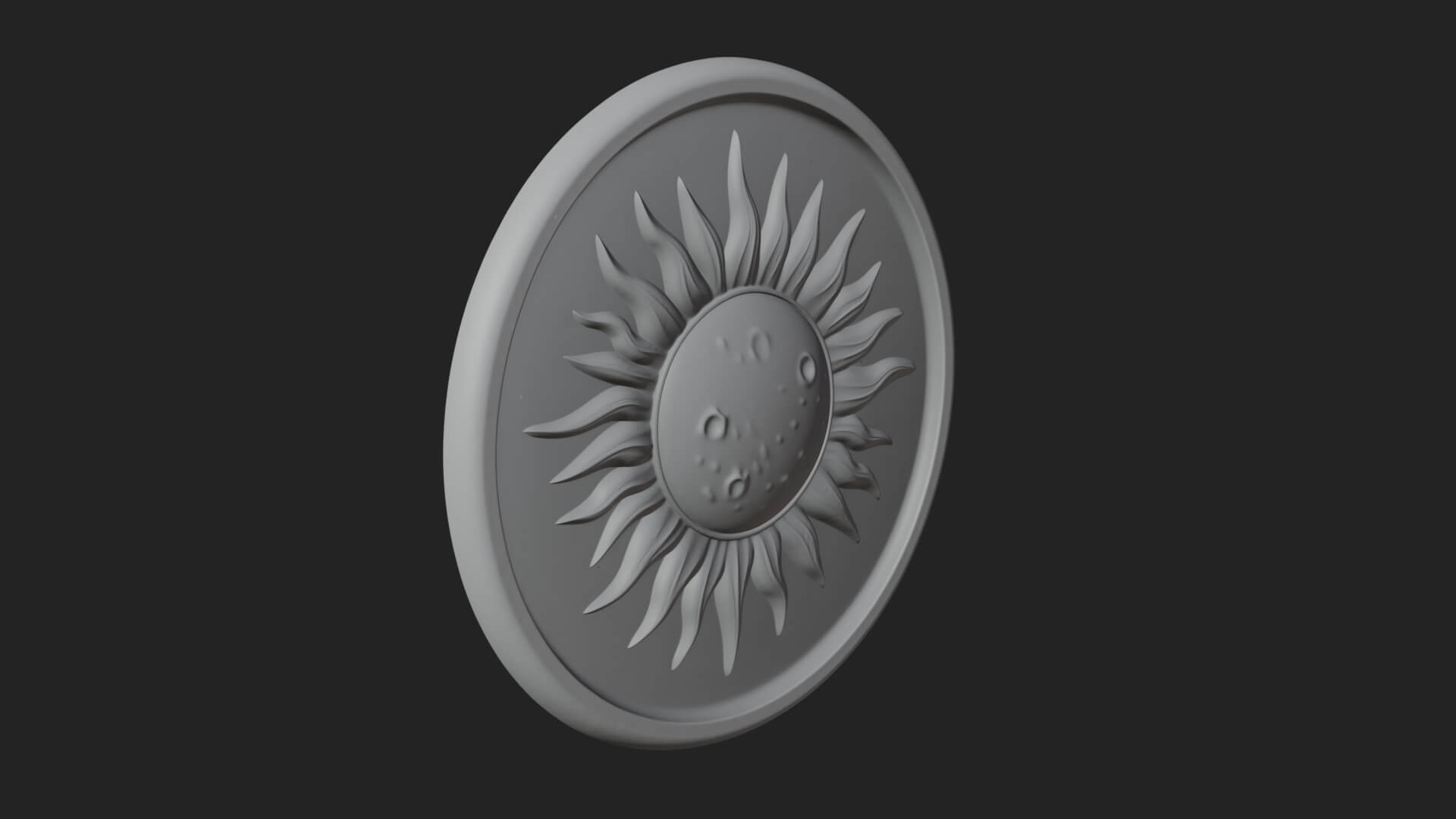 Sun Ray Moon Disc Plaque Design 3 3D Print Model 3D Model