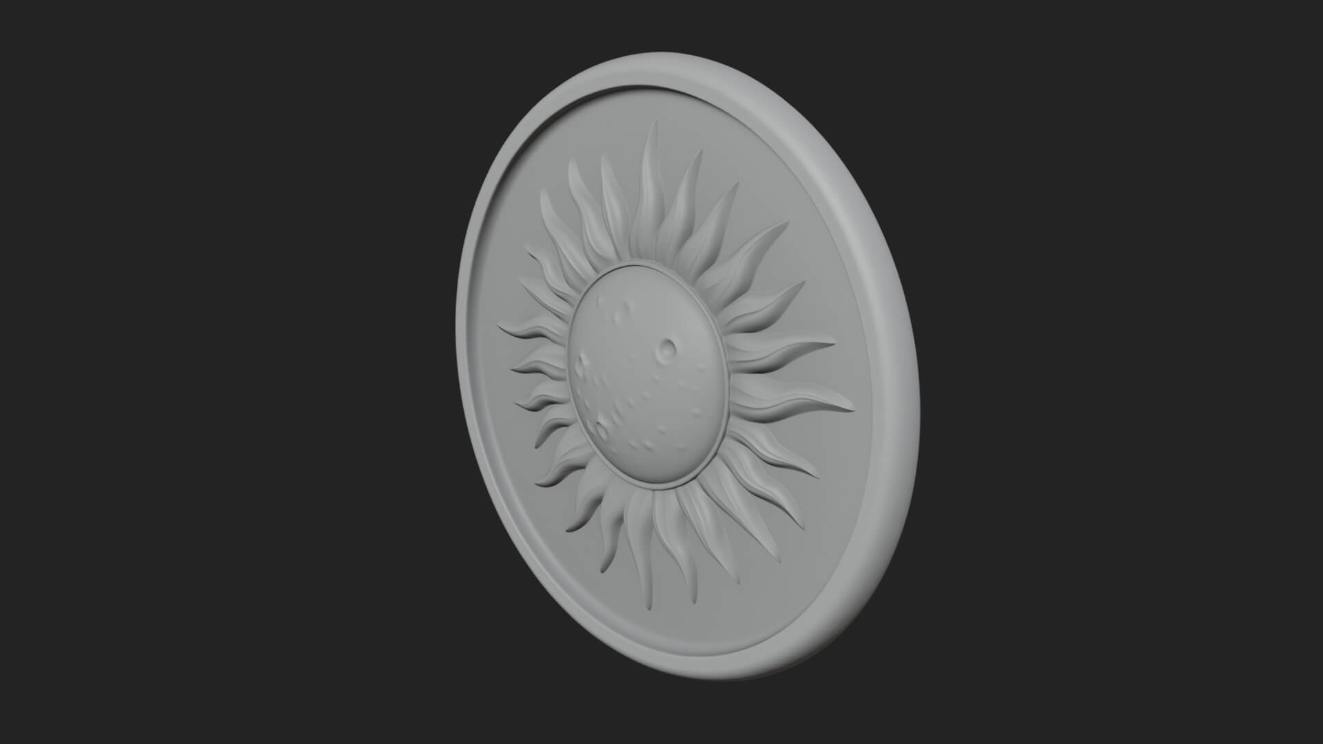 Sun Ray Moon Disc Plaque Design 3 3D Print Model 3D Model