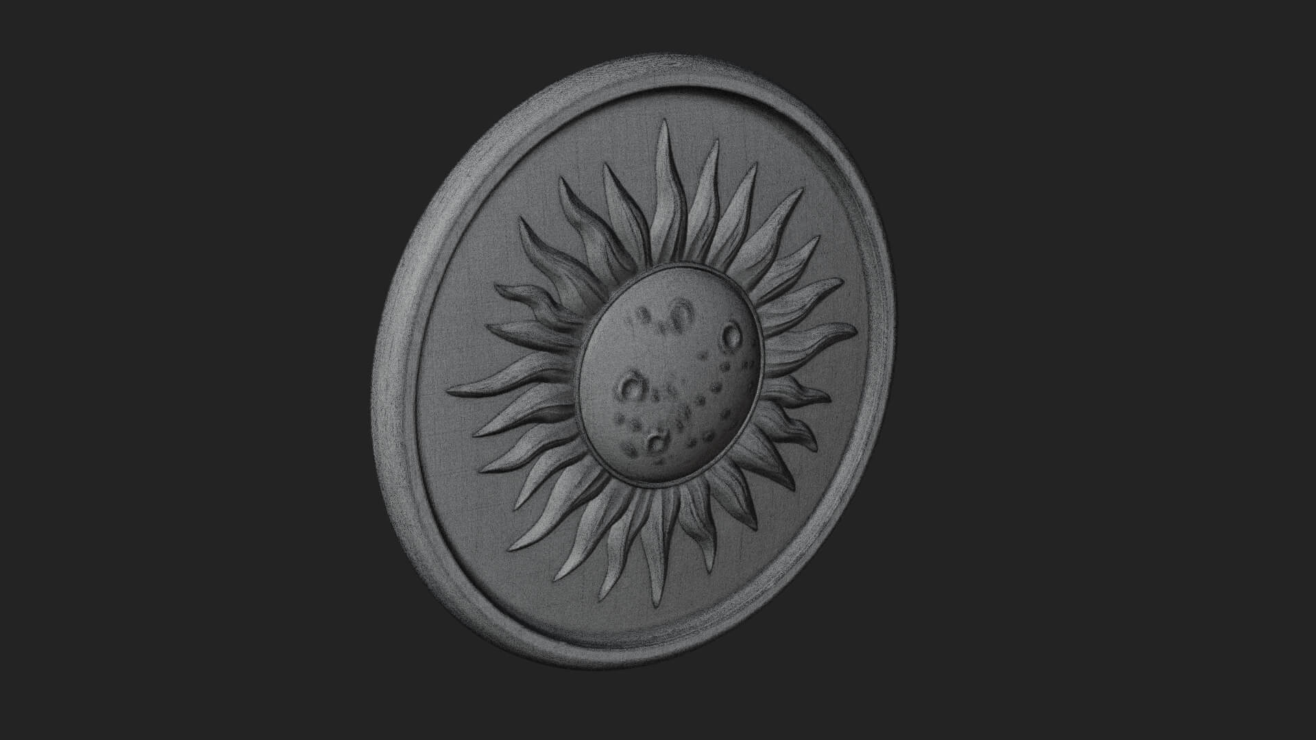 Sun Ray Moon Disc Plaque Design 3 3D Print Model 3D Model
