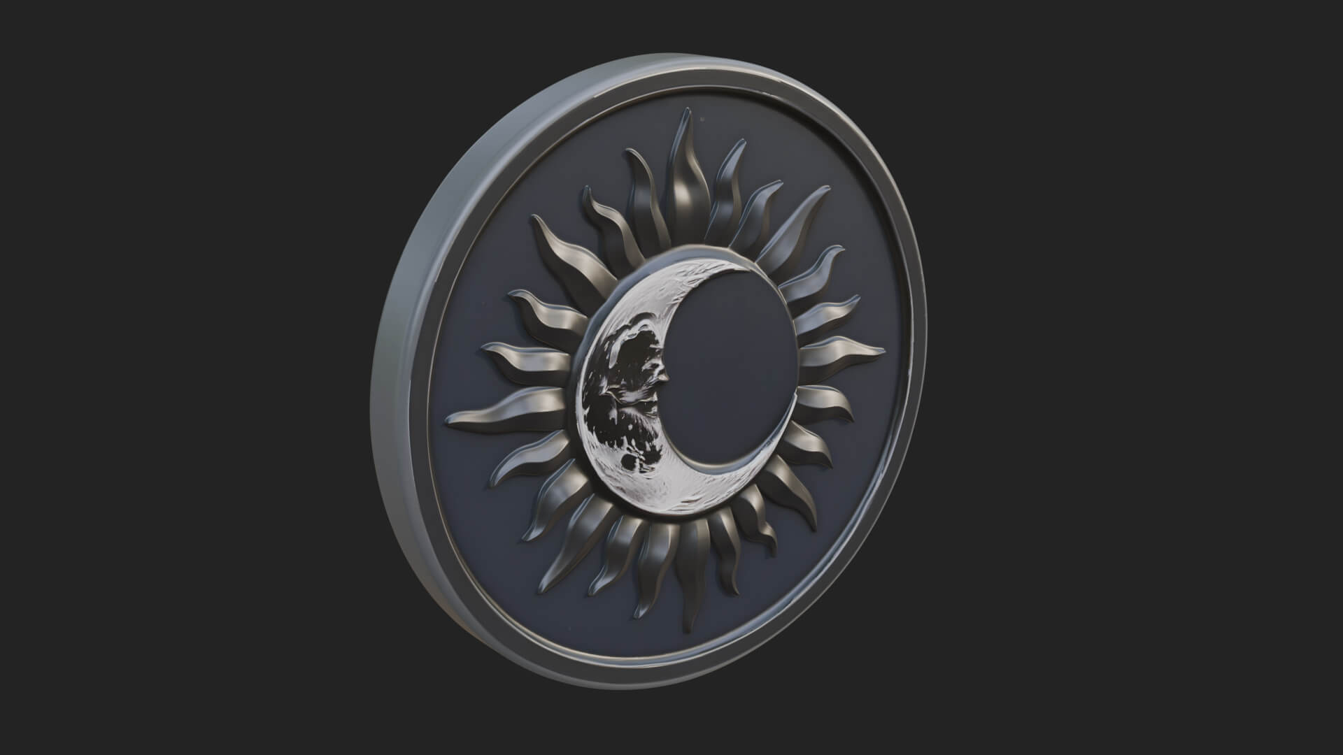Sun Ray Moon Disc Plaque Design 4 3D Print Model 3D Model