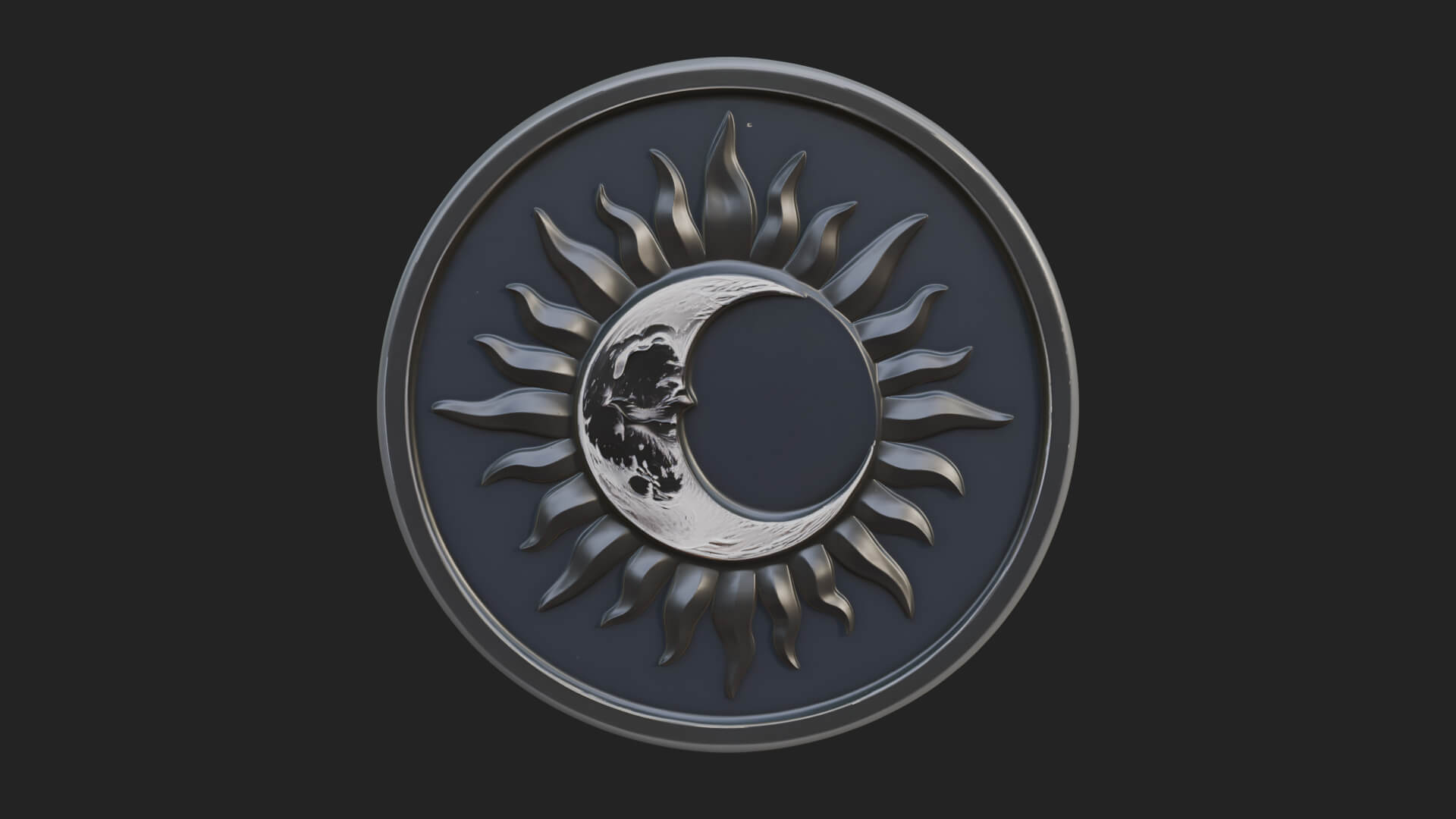 Sun Ray Moon Disc Plaque Design 4 3D Print Model 3D Model
