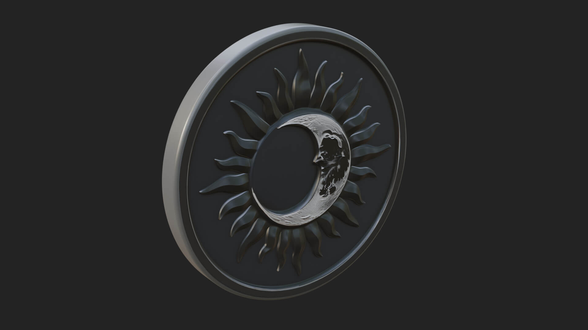 Sun Ray Moon Disc Plaque Design 4 3D Print Model 3D Model