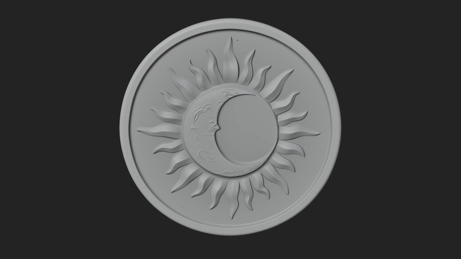 Sun Ray Moon Disc Plaque Design 4 3D Print Model 3D Model