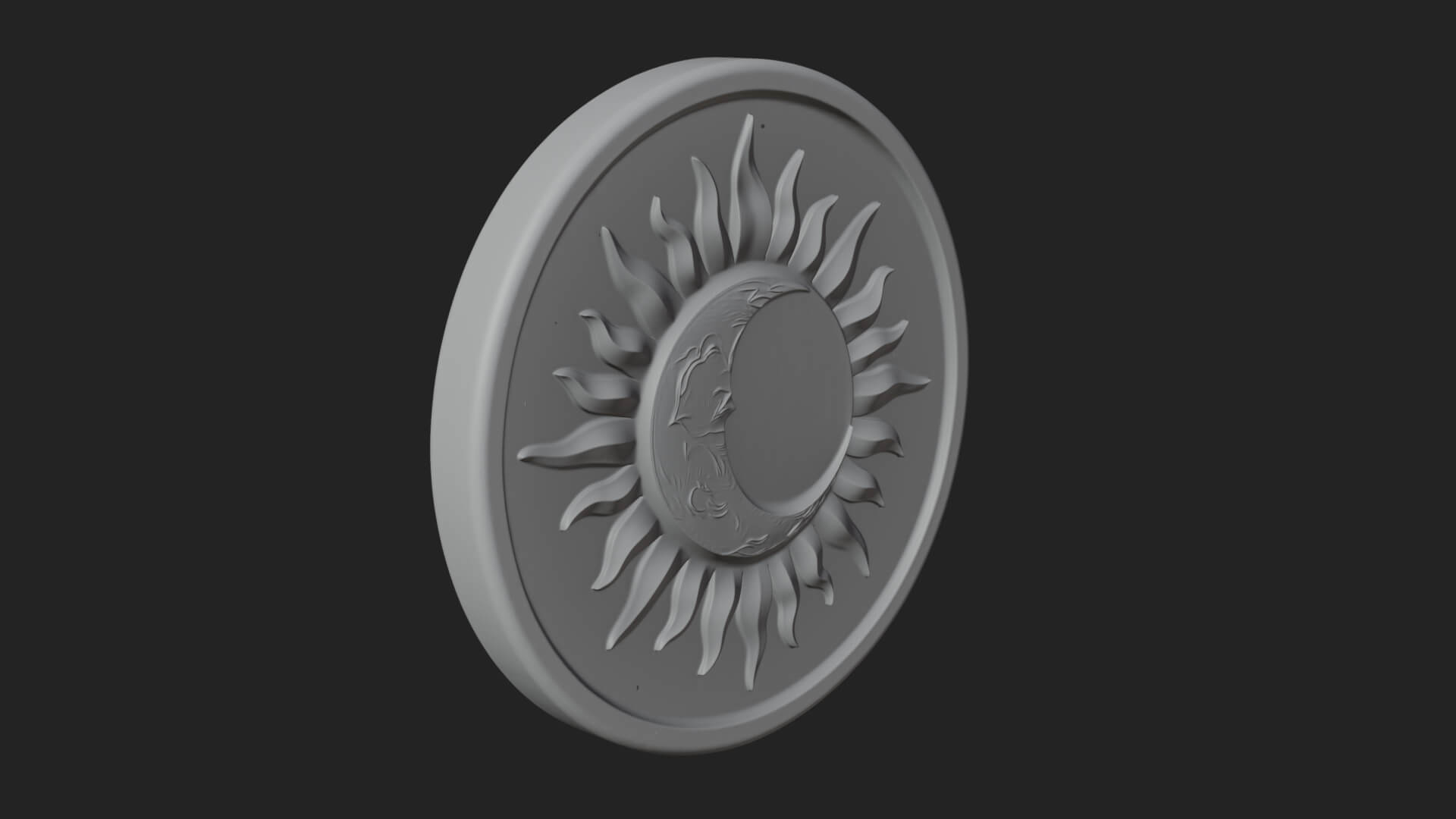 Sun Ray Moon Disc Plaque Design 4 3D Print Model 3D Model