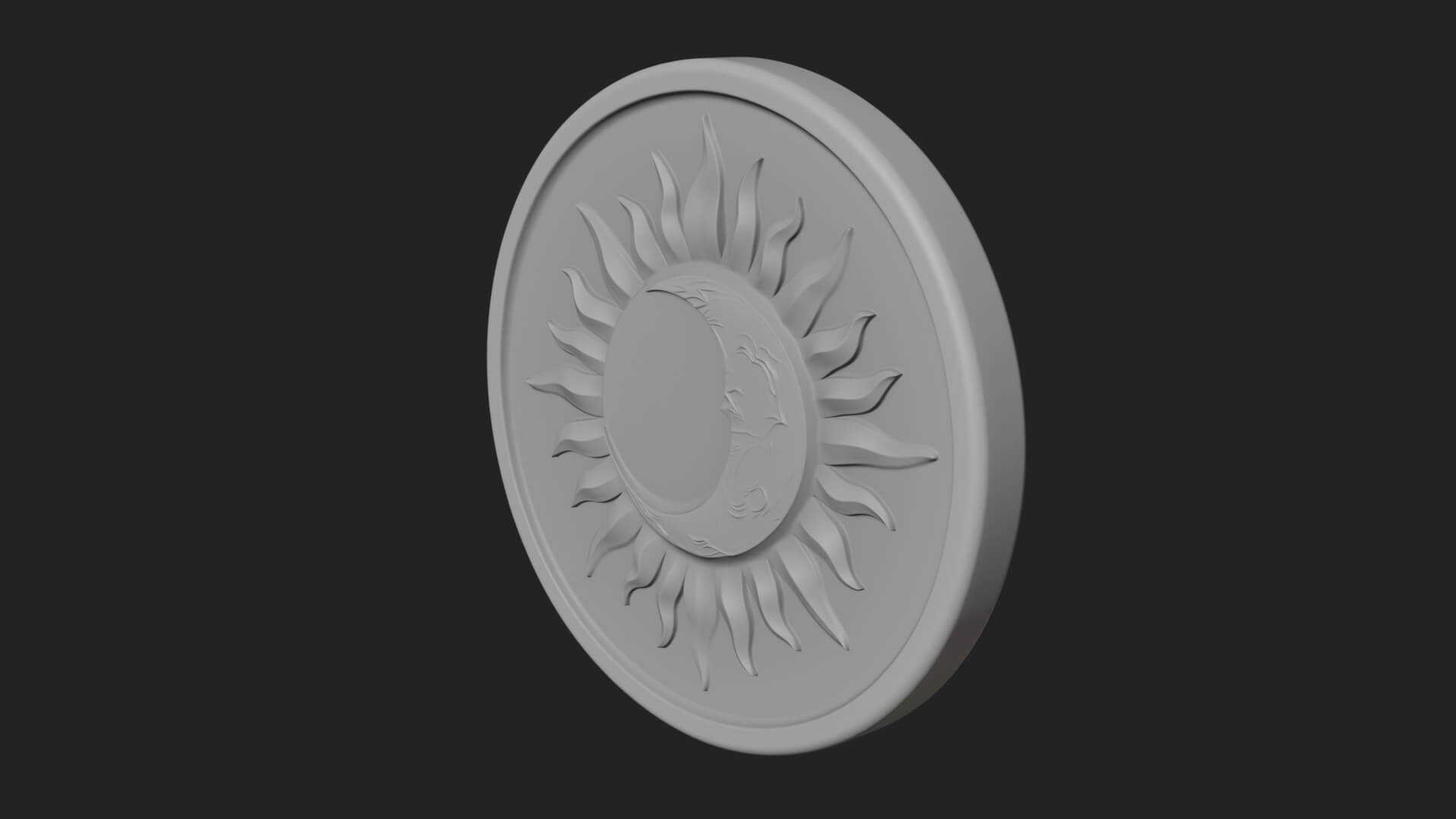 Sun Ray Moon Disc Plaque Design 4 3D Print Model 3D Model
