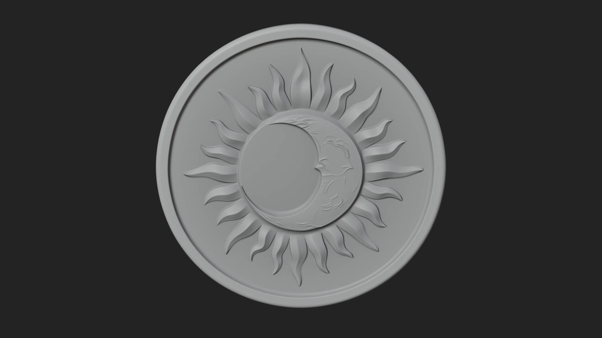 Sun Ray Moon Disc Plaque Design 4 3D Print Model 3D Model