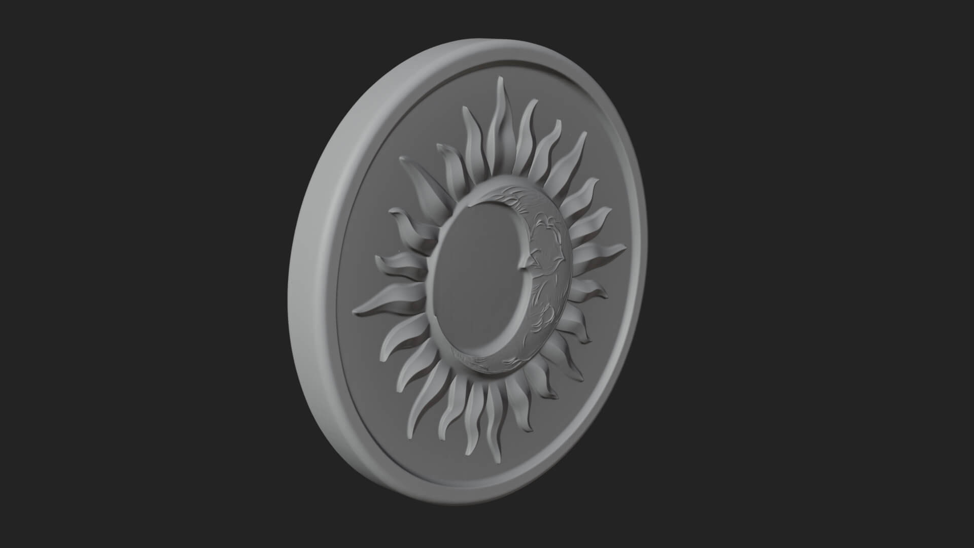 Sun Ray Moon Disc Plaque Design 4 3D Print Model 3D Model
