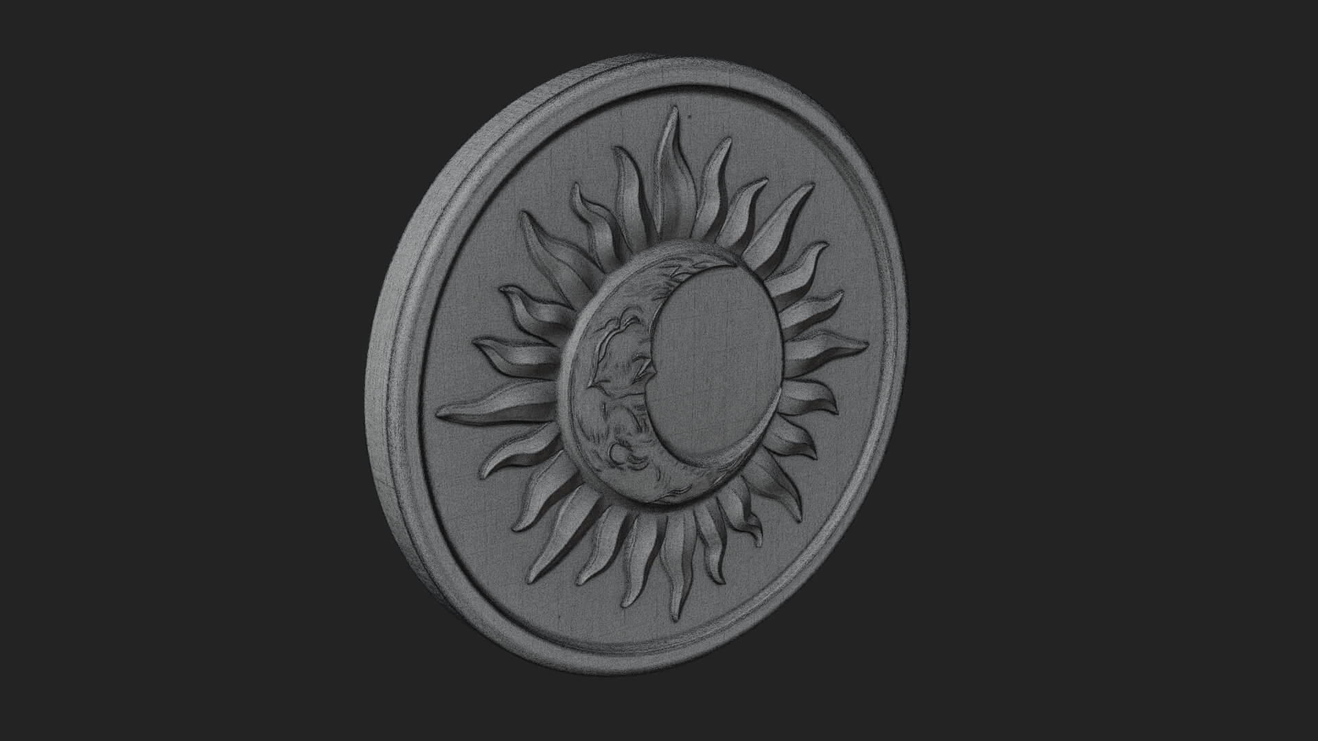 Sun Ray Moon Disc Plaque Design 4 3D Print Model 3D Model