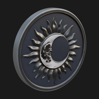 Sun Ray Moon Disc Plaque Design 4 3D Print Model