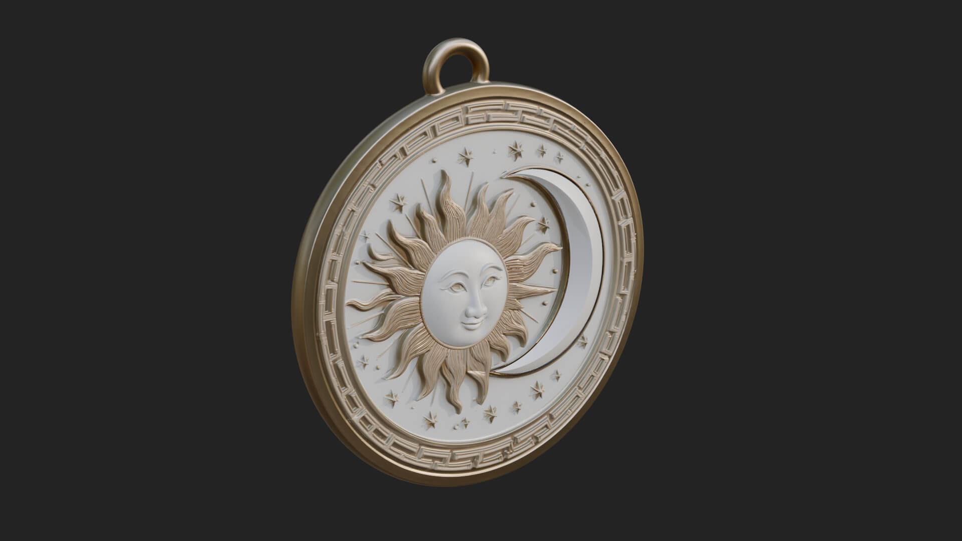 Sun Ray Moon Disc Plaque Design 5 3D Print Model 3D Model