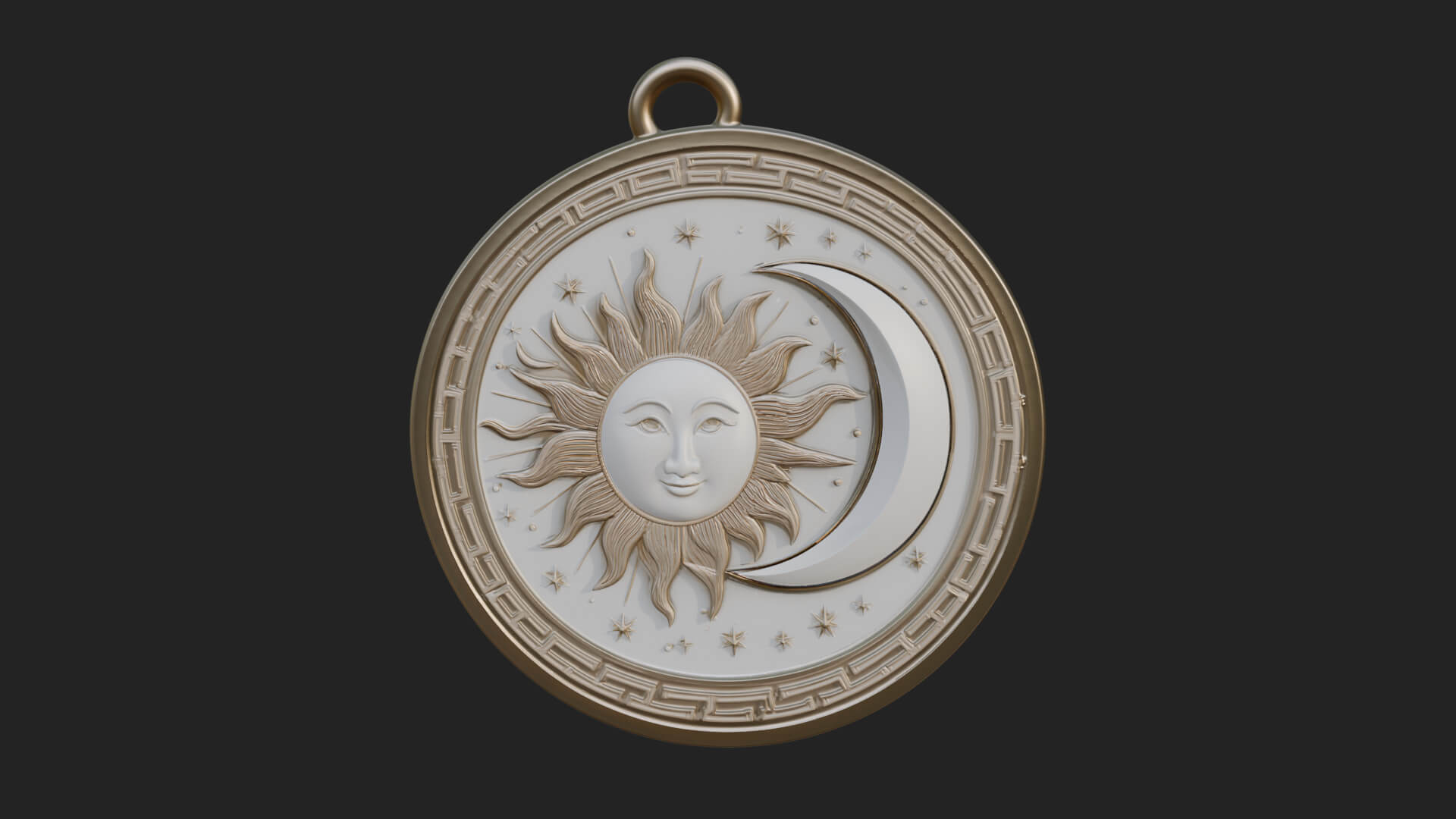 Sun Ray Moon Disc Plaque Design 5 3D Print Model 3D Model