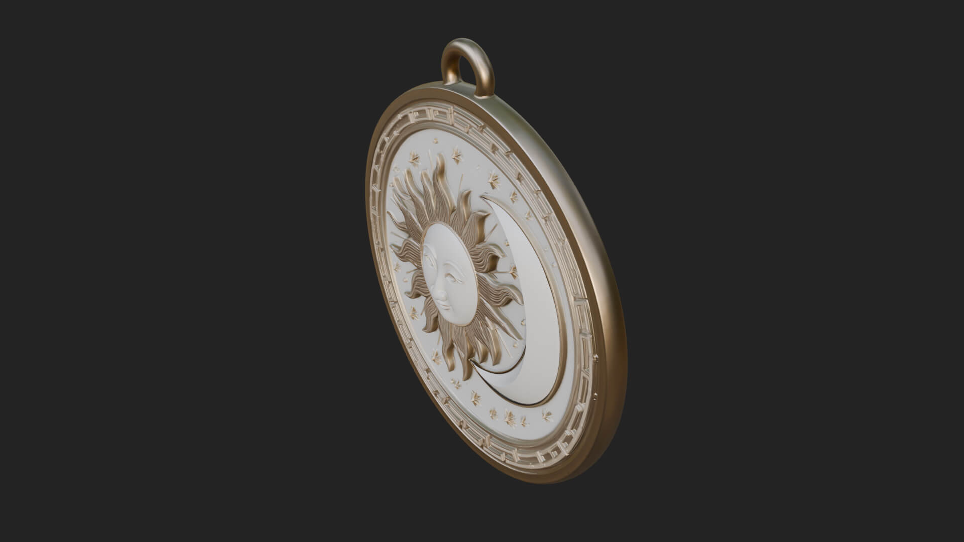 Sun Ray Moon Disc Plaque Design 5 3D Print Model 3D Model