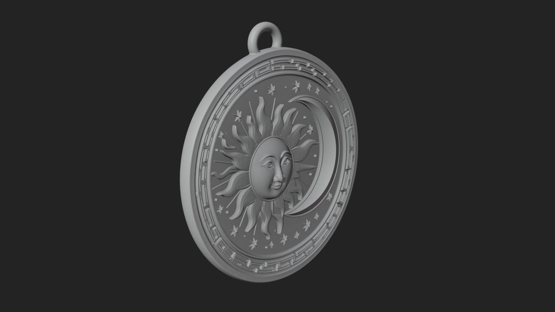 Sun Ray Moon Disc Plaque Design 5 3D Print Model 3D Model