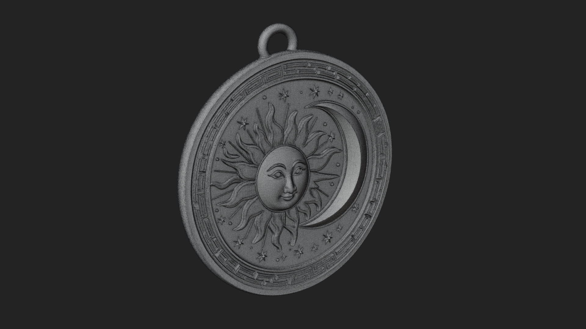 Sun Ray Moon Disc Plaque Design 5 3D Print Model 3D Model