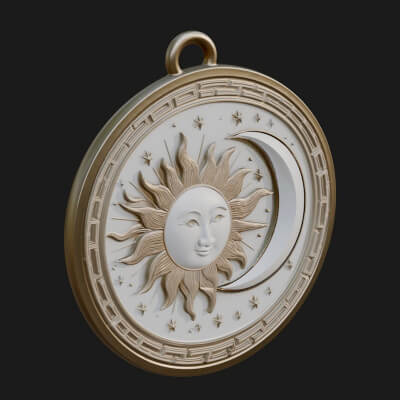 Sun Ray Moon Disc Plaque Design 5 3D Print Model