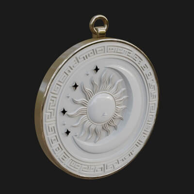 Sun Ray Moon Disc Plaque Design 6 3D Print Model