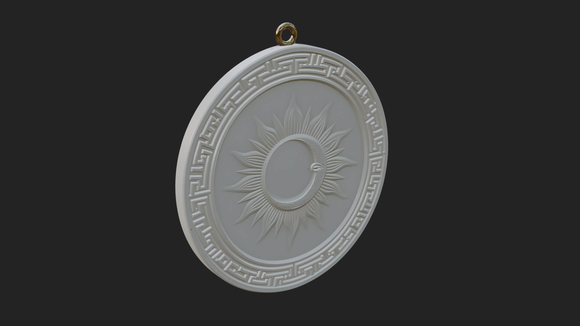 Sun Ray Moon Disc Plaque Design 7 3D Print Model 3D Model