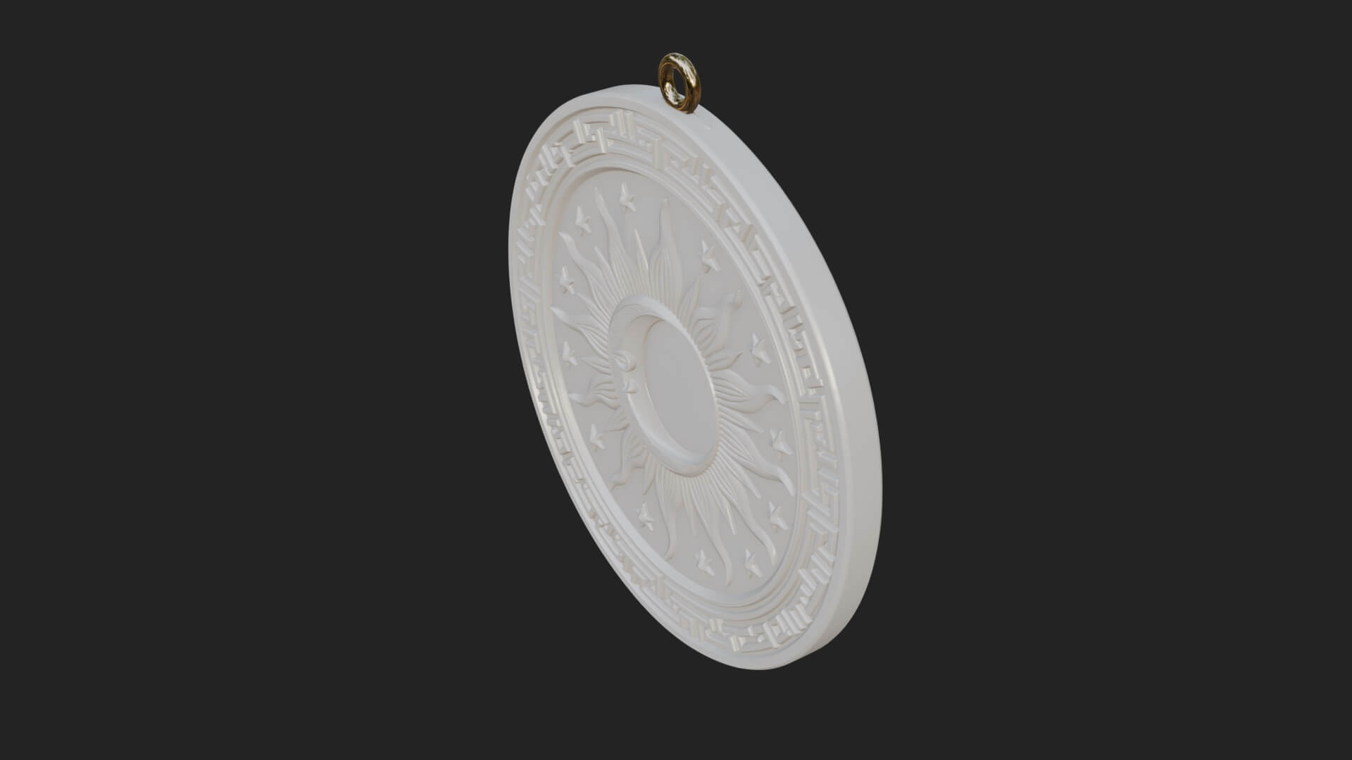 Sun Ray Moon Disc Plaque Design 7 3D Print Model 3D Model
