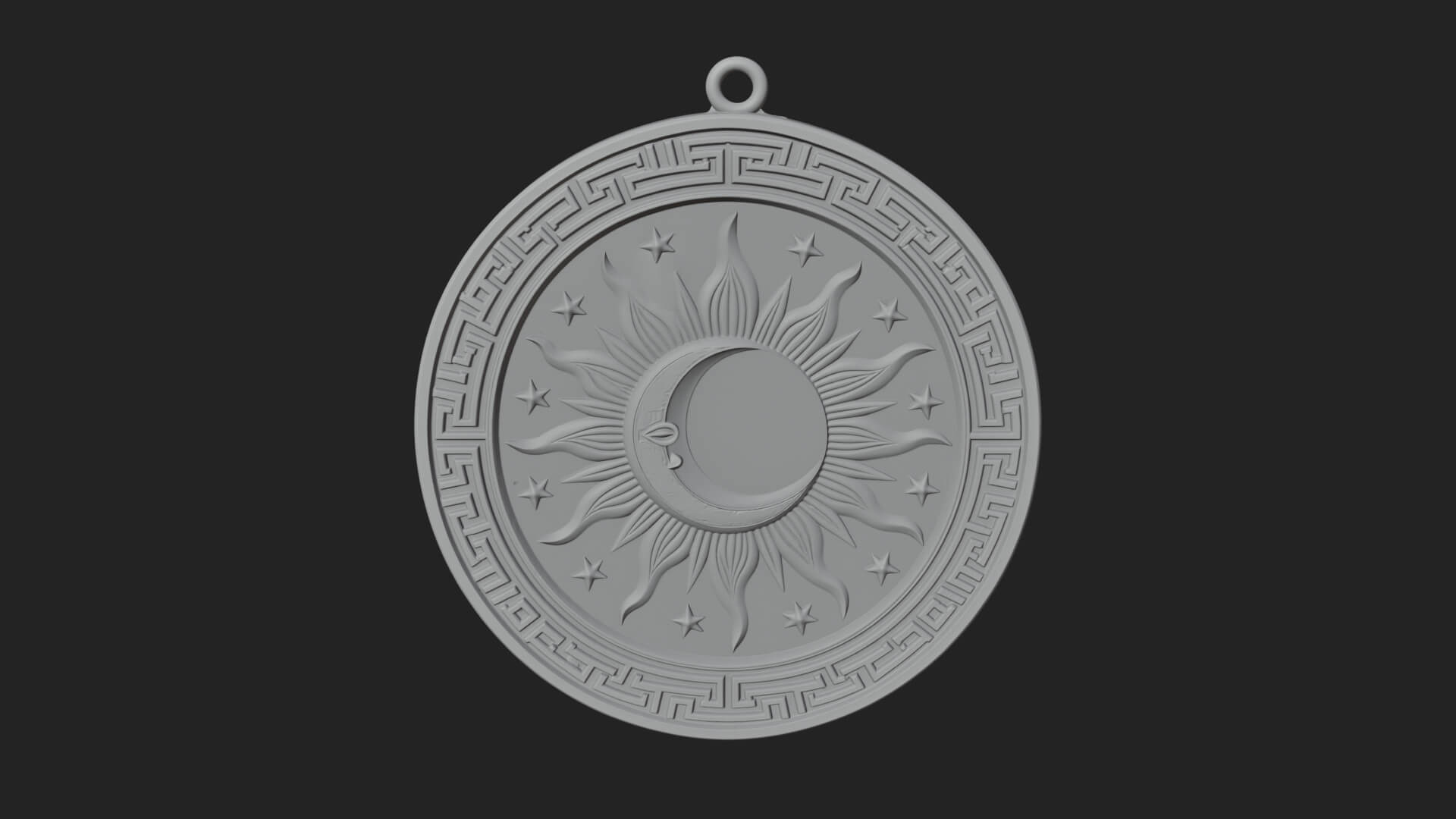 Sun Ray Moon Disc Plaque Design 7 3D Print Model 3D Model