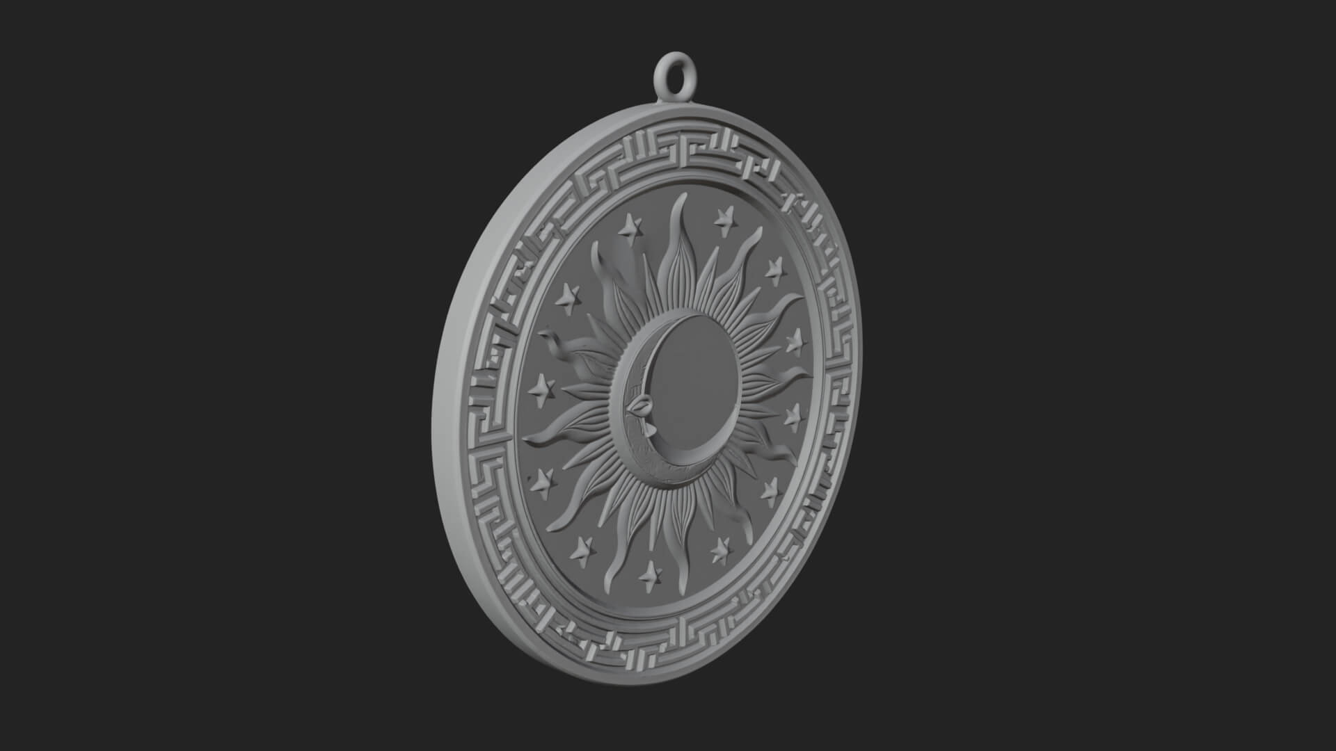 Sun Ray Moon Disc Plaque Design 7 3D Print Model 3D Model