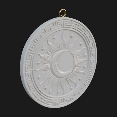 Sun Ray Moon Disc Plaque Design 7 3D Print Model