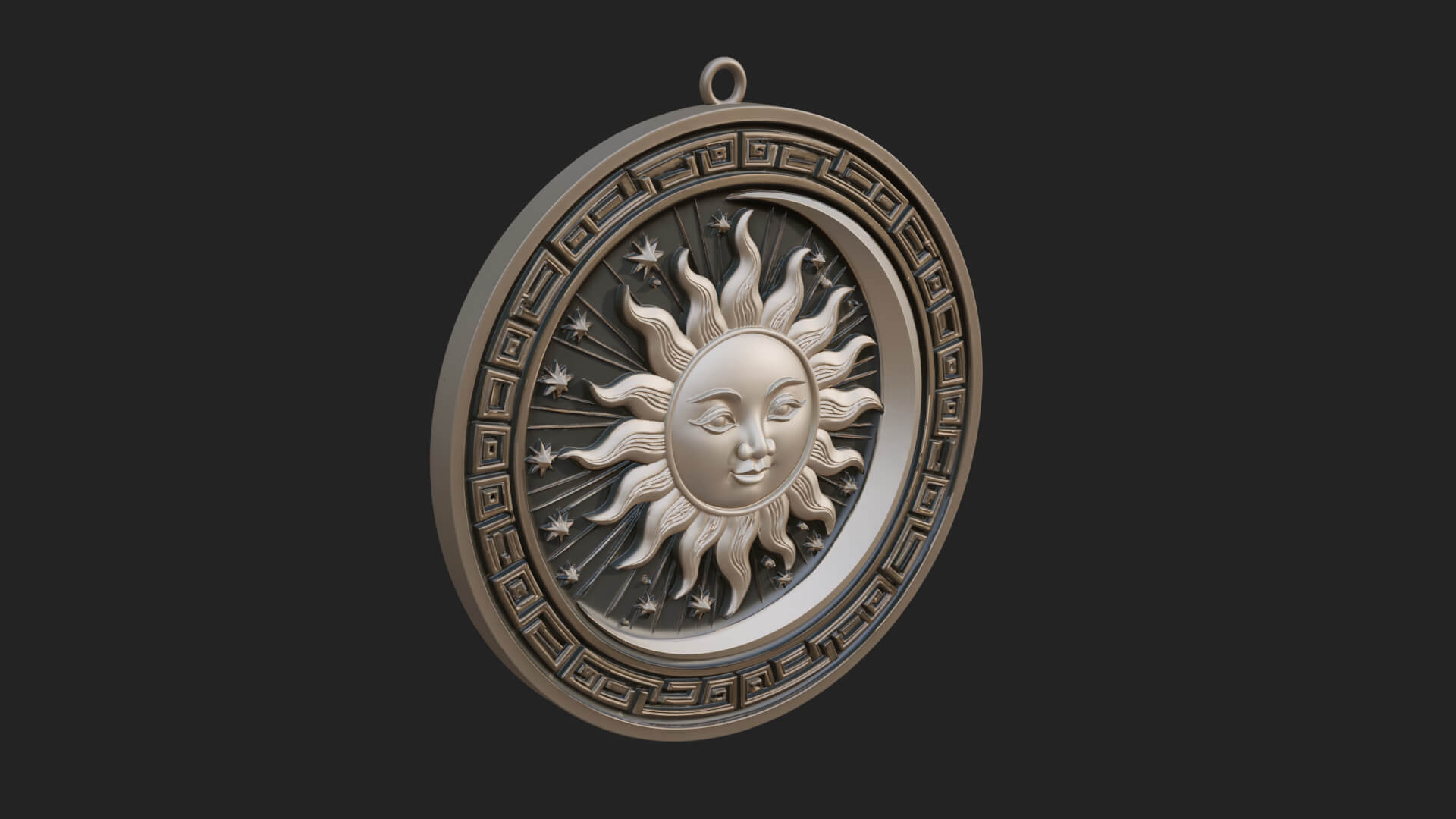 Sun Ray Moon Disc Plaque Design 8 3D Print Model 3D Model