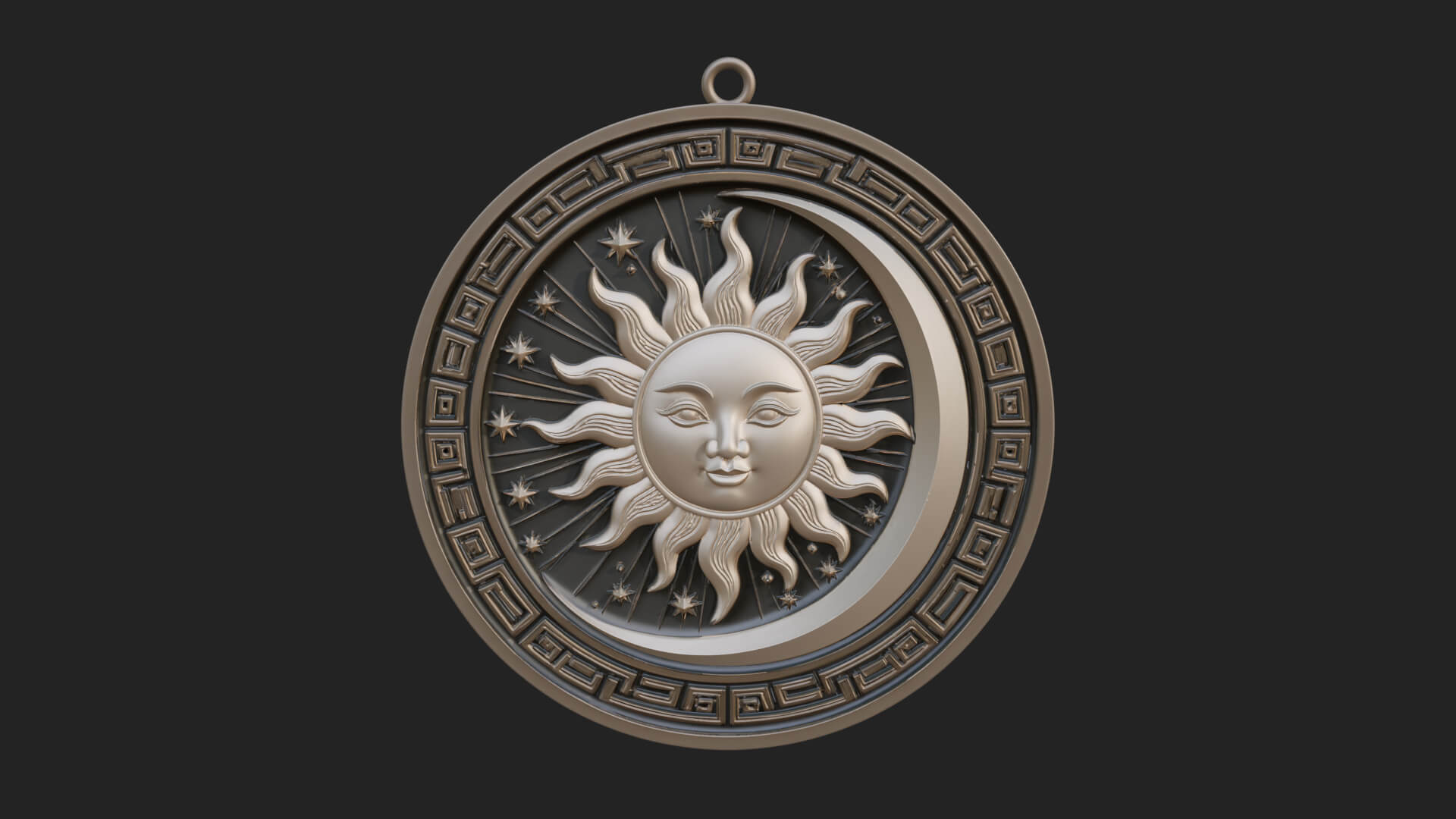 Sun Ray Moon Disc Plaque Design 8 3D Print Model 3D Model