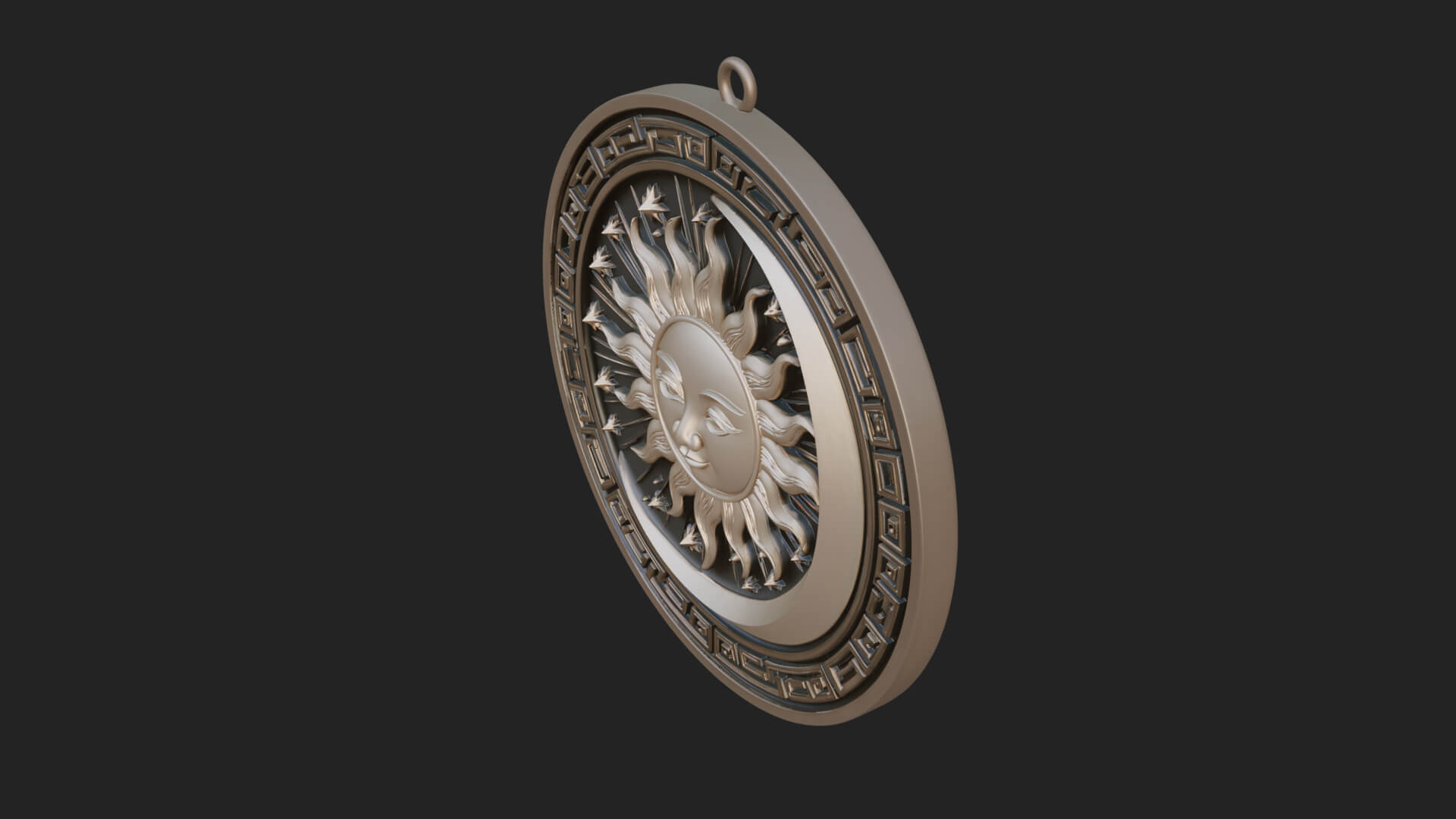 Sun Ray Moon Disc Plaque Design 8 3D Print Model 3D Model