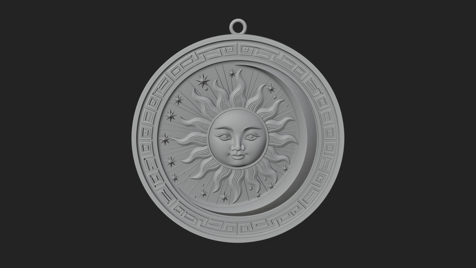 Sun Ray Moon Disc Plaque Design 8 3D Print Model 3D Model