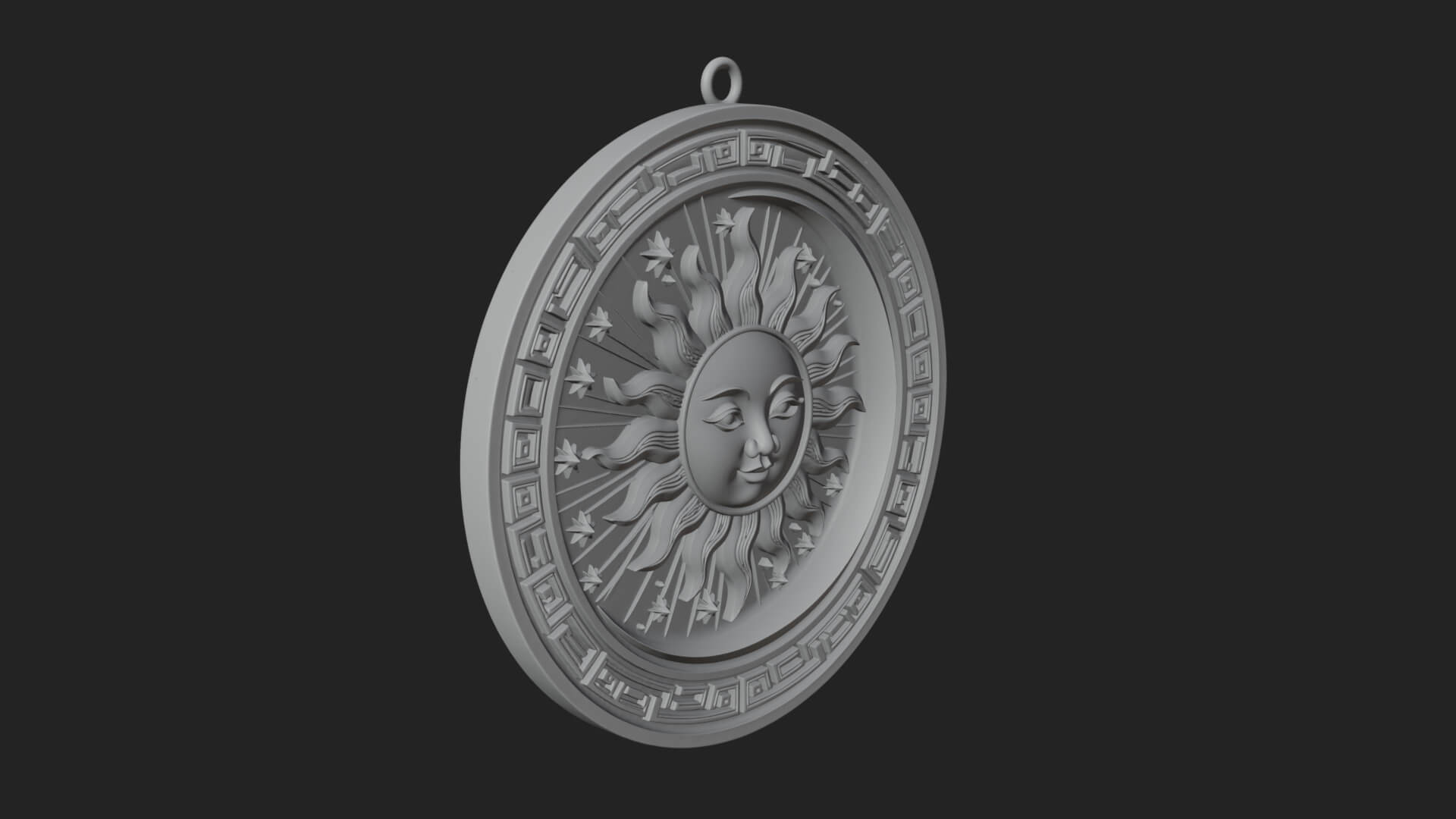 Sun Ray Moon Disc Plaque Design 8 3D Print Model 3D Model