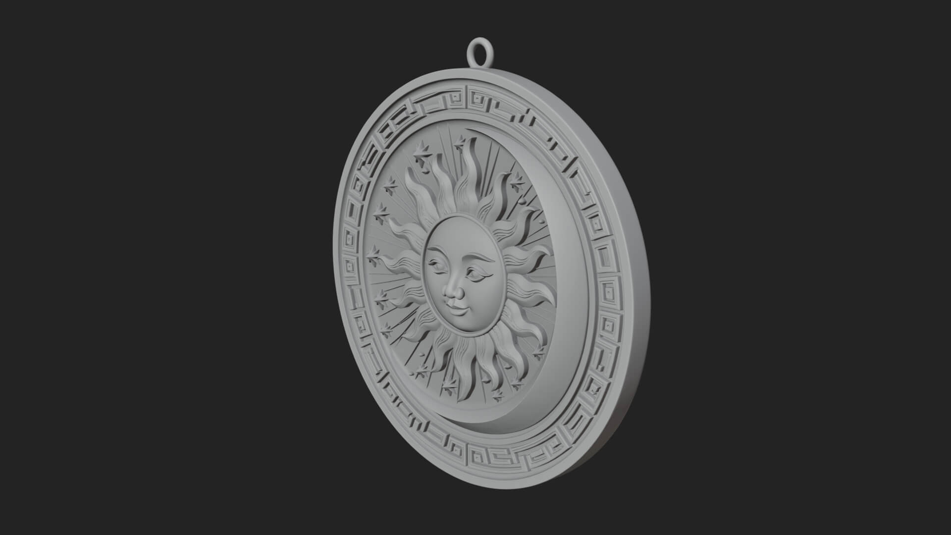 Sun Ray Moon Disc Plaque Design 8 3D Print Model 3D Model