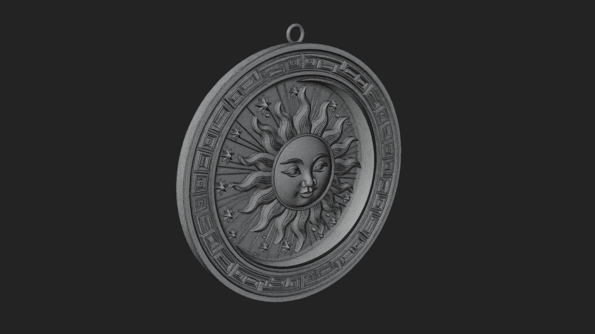 Sun Ray Moon Disc Plaque Design 8 3D Print Model 3D Model
