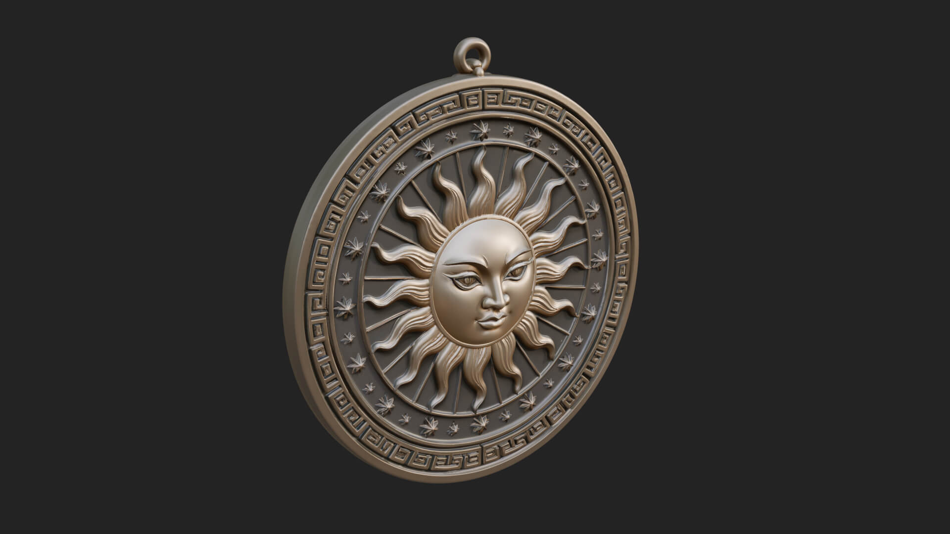 Sun Ray Moon Disc Plaque Design 9 3D Print Model 3D Model