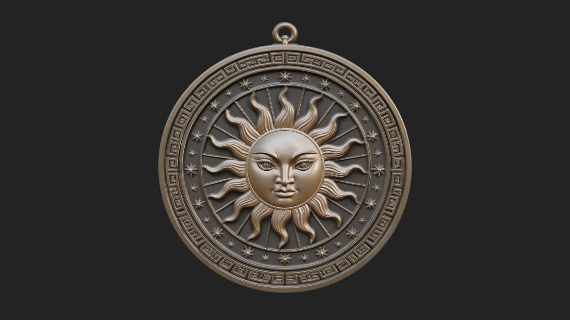Sun Ray Moon Disc Plaque Design 9 3D Print Model 3D Model