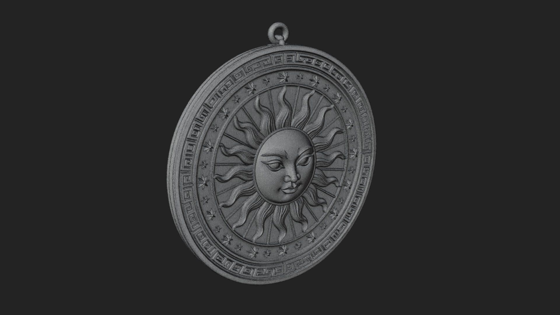 Sun Ray Moon Disc Plaque Design 9 3D Print Model 3D Model