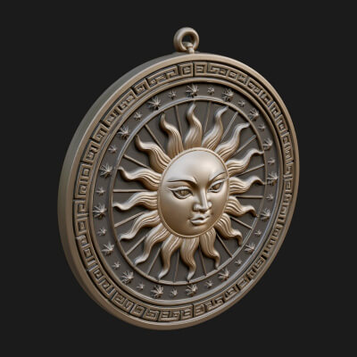 Sun Ray Moon Disc Plaque Design 9 3D Print Model