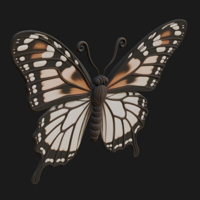 Swallowtail Butterfly Statue Design 6 3D Print Model