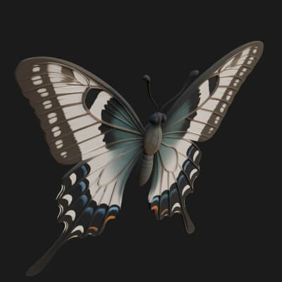 Swallowtail Butterfly Statue Design 9 3D Print Model