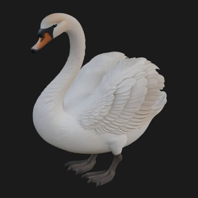 Swan Bird Statue Design 1 3D Print Model