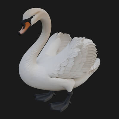 Swan Bird Statue Design 2 3D Print Model