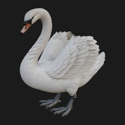 Swan Bird Statue Design 3 3D Print Model