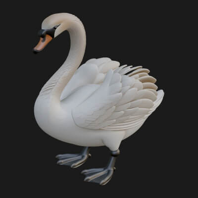 Swan Bird Statue Design 4 3D Print Model