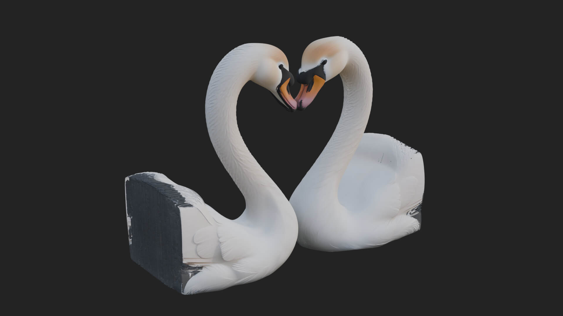 Swan Couple Heart Statue Design 5 3D Print Model 3D Model