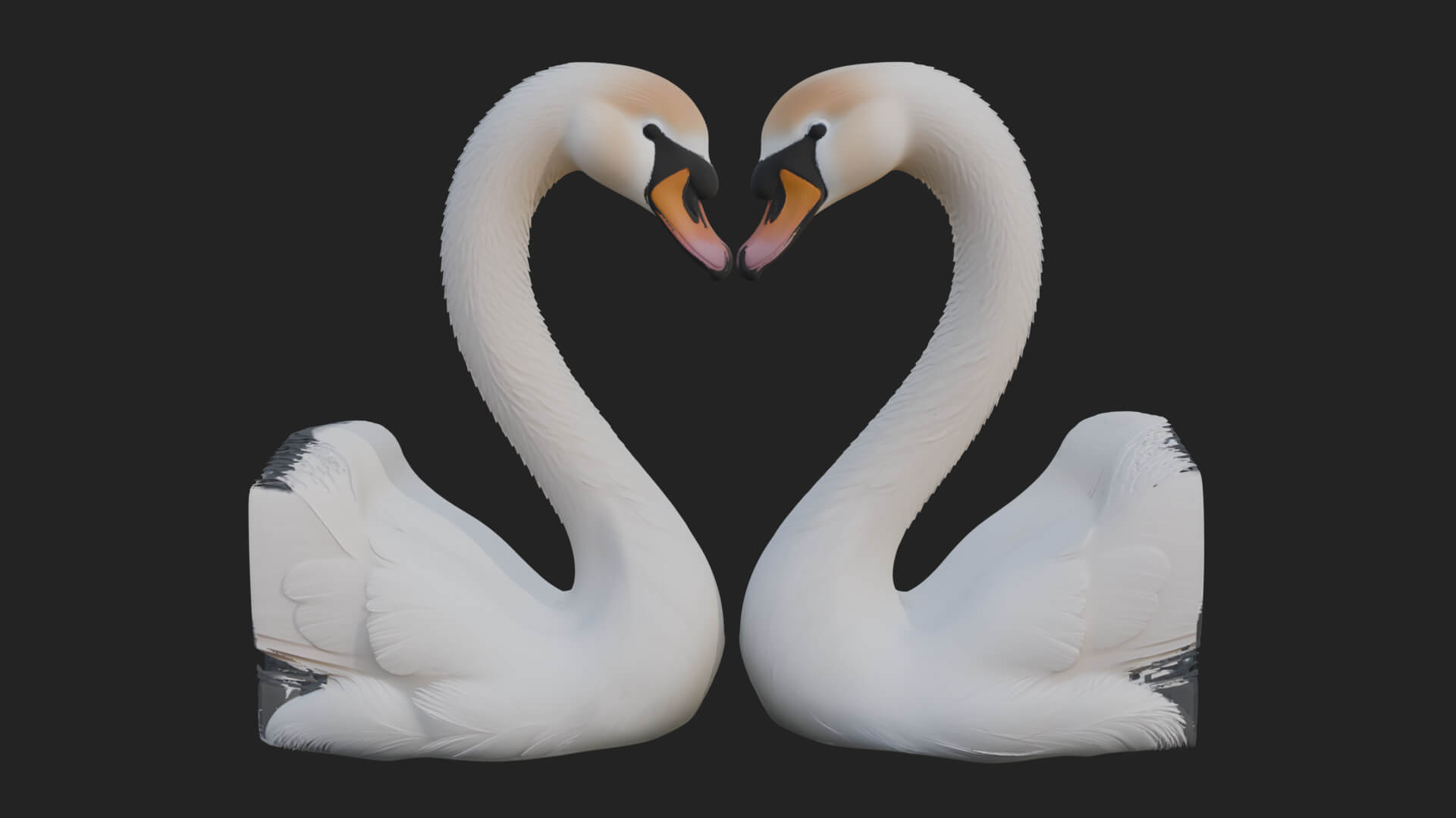 Swan Couple Heart Statue Design 5 3D Print Model 3D Model