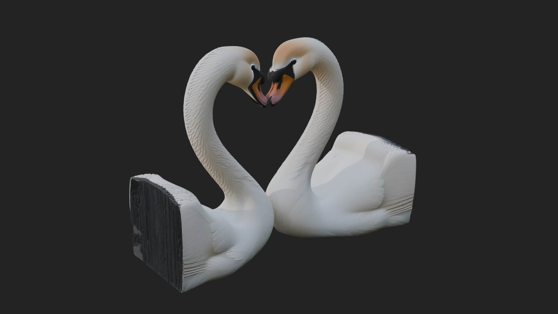 Swan Couple Heart Statue Design 5 3D Print Model 3D Model