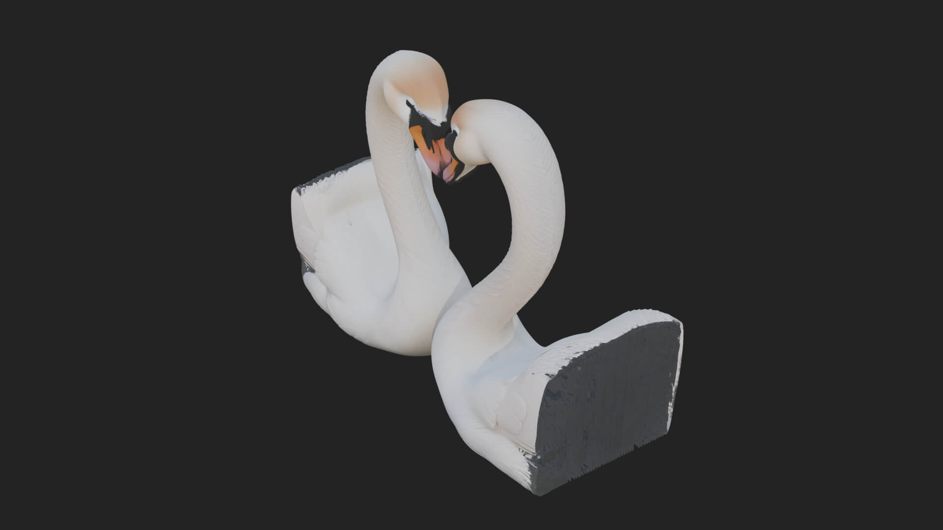 Swan Couple Heart Statue Design 5 3D Print Model 3D Model